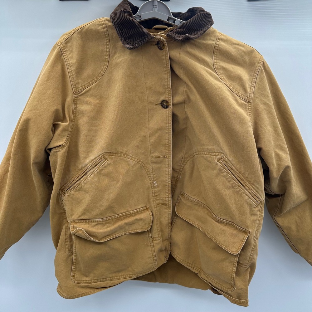 Woolrich Womens XL Barn Jacket Cotton Canvas Wool Lined Tan VTG Y2K READ